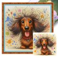 thumbnail image 1 of Hilo Algodón Ecológico Bordado Punto Cruz Perro Salchicha Impreso 11CT 45x45cm, 1 of 9