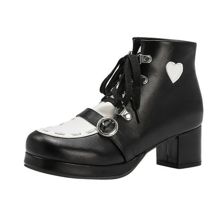 

EQWLJWE 2022 Booties for Women s Fashion Thick Bottom Thick High Heel Strap Cute Round Toe Booties Deals Discount Clearance