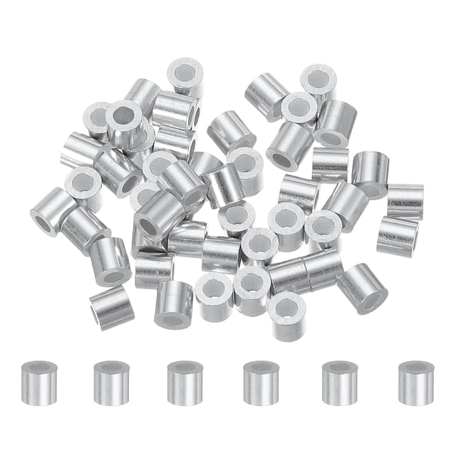 50Pcs 3/32" Aluminum Crimping Loop Sleeve for Wire Rope and Cable, Round