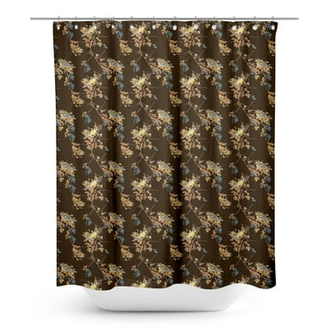 S4Sassy Brown Black Berry & Yellow Sparrow Bird Decorative Waterproof Printed Shower Curtain Roller Hooks Drapes-60 x 70 Inch