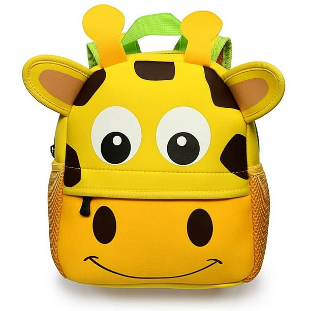 Mochila para niños pequeños, mochilas preescolares para bebés, niños y niñas, lindas mochilas de neopreno con dibujos animados para niños de 1 a 5 años, tamaño 9.45 "x 3.54" x 9.84 "(jirafa)