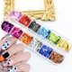 thumbnail image 1 of 12 colores de lentejuelas con purpurina para uñas 3D, copos brillantes, accesorios para decoración de uñas, suministros de uñas acrílicas, purpurina dorada, polvo de uñas, pegatinas de uñas de dibujos, 1 of 5
