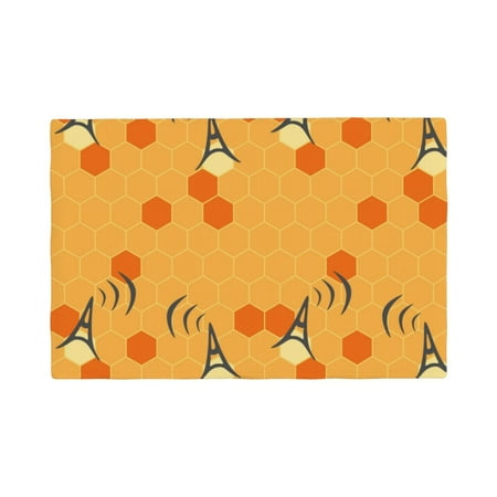 

Table Placemats Set of 6 - Honeycomb 12x18 In Faux Linen Double Heat Resistant Place Mats Cloth Indoor/Outdoor Placemats Washable Table Mats for Dining Kitchen Party