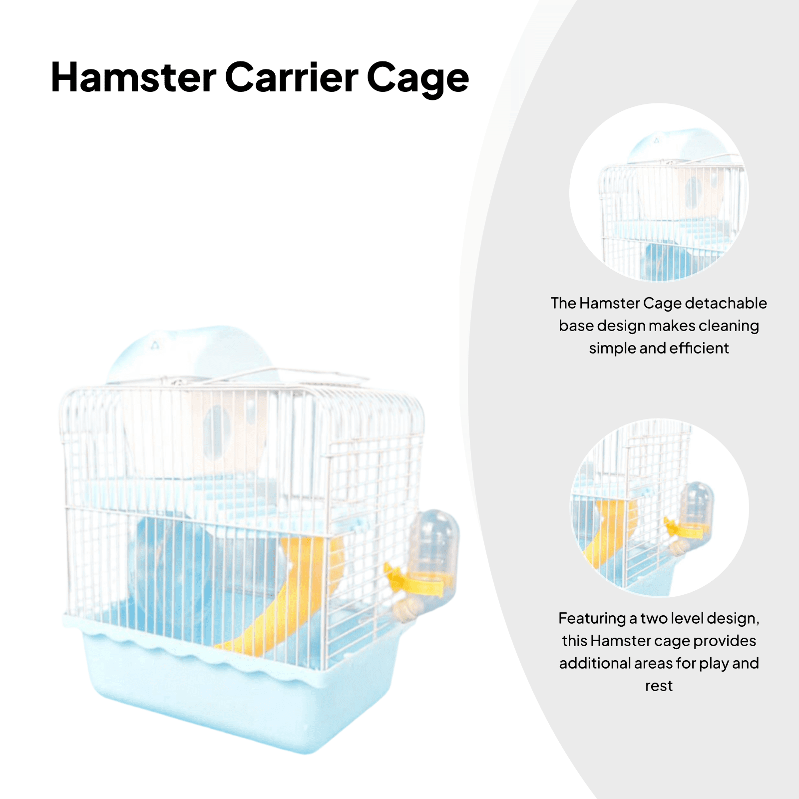 oshhni Small Animal Carrier Cage Hamster Cage for Dwarf Hamster Guinea Pig Hedgehog blue