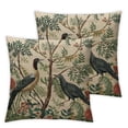 thumbnail image 2 of Acheng Crane Bird Throw Pillow Cover Vintage Garden Tree Pomegranate Tree Plant Floral Border Pink Exotic Chinoiserie Decorative Pillowcase for Sofa and Bed Couch,2 Pcs White, 2 of 6