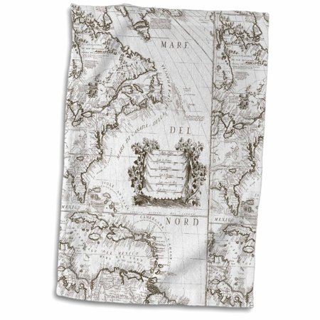 3dRose Antique Map - Vintage Art - Towel  15 by 22-inch