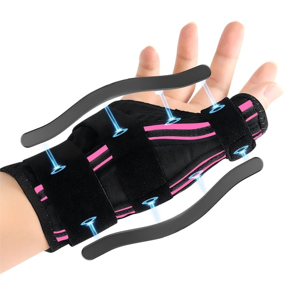 Merryhome Thumb Brace for Right & Left Hand, Wrist Brace with 2 Metal Splints, Ideal for De Quervain's Tenosynovitis, Arthritis, Sprains - Pink
