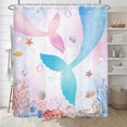 thumbnail image 4 of Mermaid Shower Curtain, Mermaid Fish Tail Scale Colorful Ocean Theme Girls Cute Waterproof Fabric Bathroom Curtains, Pink Blue Kids Ocean Bathroom Shower Curtain with 12PCS Hooks, 70X70IN, 4 of 6