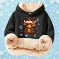 thumbnail image 5 of XUELUO Little Girls Hoodies Long Sleeve Drawstring Hood Fleece Lined Cow Snowflake Print Tops For Cold Weather Warm Soft Clothes, 5 of 5