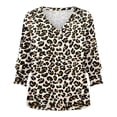 thumbnail image 4 of 3/4 Length Sleeve Womens Tops 2026 Spring Summer Floral Printed V Neck T Shirts Blouse, 4 of 4