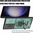 thumbnail image 4 of Dteck Compatible with Samsung Galaxy S24 Ultra Bracket Shell,with Slide Lens Cover Magnetic Metal Ring Holder Heavy Duty TPU+PC Shockproof Phone Case for Samsung Galaxy S24 Ultra 5G,Green, 4 of 7