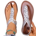 thumbnail image 4 of hoksml Women's Braided Thong Flat Sandals Open Toe Slingback Bohemian Summer Beach Shoes for Ladies, 4 of 9
