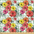 thumbnail image 2 of Ambesonne Vintage Fabric by the Yard Upholstery, Colorful Hand-Drawn Poppy, 2 Yards, Dark Coral and Earth Yellow, 2 of 5