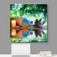 thumbnail image 2 of wall26 Canvas Print Wall Art Two Candles &amp; Towels with Zen Stones and Daisy Floral Nature Digital Art Modern Art Rustic Scenic Relax/Calm Colorful for Living Room, Bedroom, Office - 16"x16&q, 2 of 5