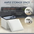 thumbnail image 4 of Ornavo Home 1 Pack Small Storage Ottoman Foldable Collapsible Cube Square Linen Ottoman Foot Rest Stool Seat, for Living Room, Bedroom, Home Office, Dorm - 12 x 12 x 12, White, 4 of 7