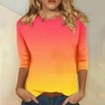 thumbnail image 2 of Charella Women's Casual 3/4 Sleeve Tees Gradient Color T-Shirts Crew Neck Tunic Tops Loose Fit Blouses (S, Orange 1), 2 of 5