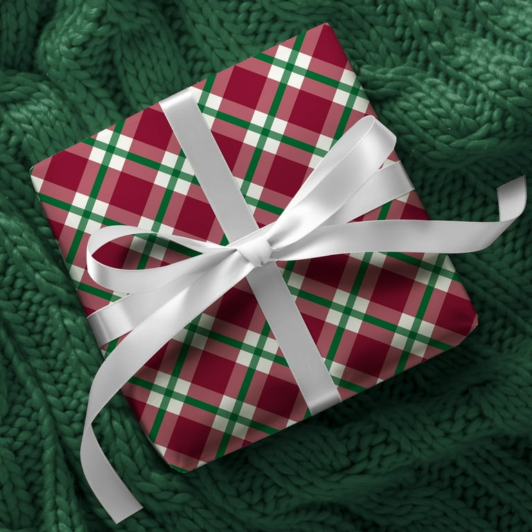 Red and Green Plaid Christmas Wrapping Paper, 160 sq ft, by Holiday Time