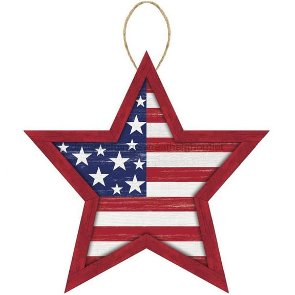 12"Lx11.75"H Mdf Stars And Stripes Sign Red/White/Blue AP8704