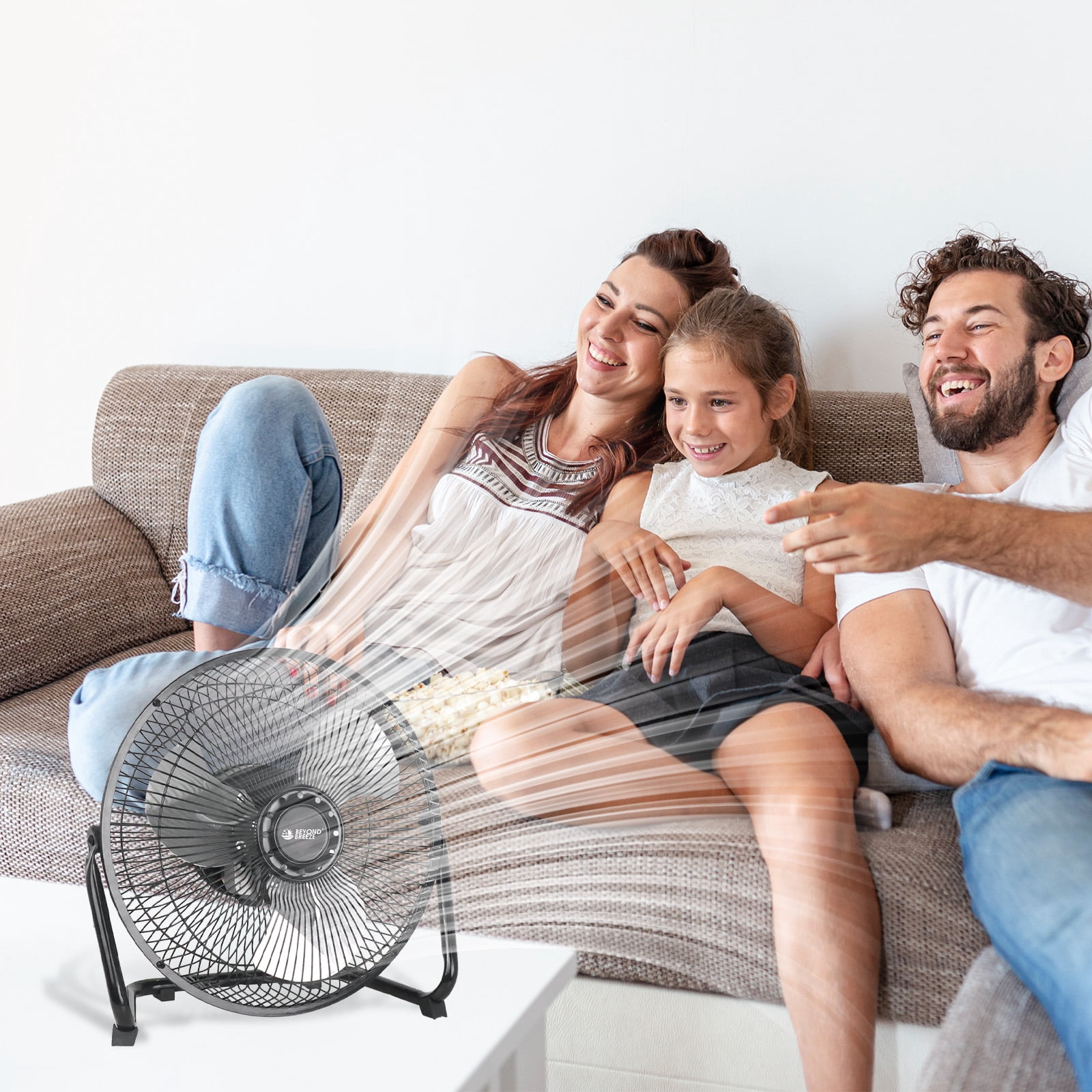 BEYOND BREEZE 9 inch High Velocity Industrial Floor Fan, 3-Speed Heavy Duty All Metal Cradle Floor Fans with Adjustable Tilt for Living Room, Kitchen