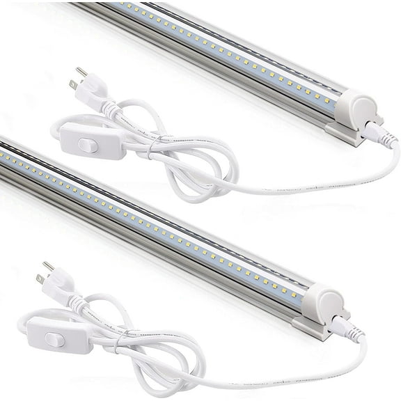 Barrina T8 2ft 20W LED Utility Shop Light Fixture, Linkable, 2500LM, 5000K, LED Under Cabinet Light, Under Counter light, Clear Cover, 2-Pack