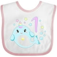 thumbnail image 3 of Inktastic Happy 1st Birthday with Cute Narwhal Stars and Bubbles Boys or Girls Baby Bib, 3 of 4
