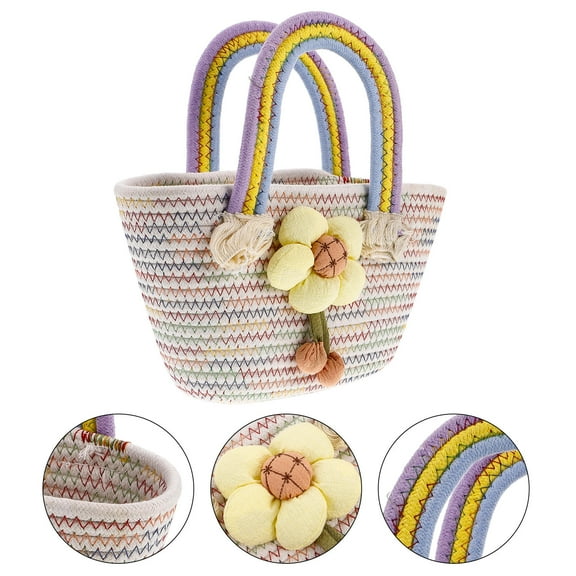 HAKIDZEL Tote Handbag Multi 1Pack 10.6X9.8X5.9In Cotton Rope