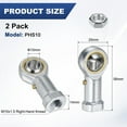 thumbnail image 3 of Uxcell 2-Pack PHS10 Rod End Bearing, M10*1.5 Right Thread Female Thread Steel Joint Rod Ends W Jam Nuts, 3 of 7