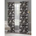 thumbnail image 5 of Black White Floral Semi Sheer Curtains 96 Inch Length 2 Panels Set, Farmhouse Vintage Botanical Leaves Sheer Kitchen Curtain Privacy Voile Window Curtain for Living Room Bedroom Rod Pocket Drapes, 5 of 7