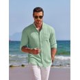 thumbnail image 2 of SHIBA-Men's Casual Shirt Linen Beach Long Sleeve Button Down Textured Shirts, 2 of 4