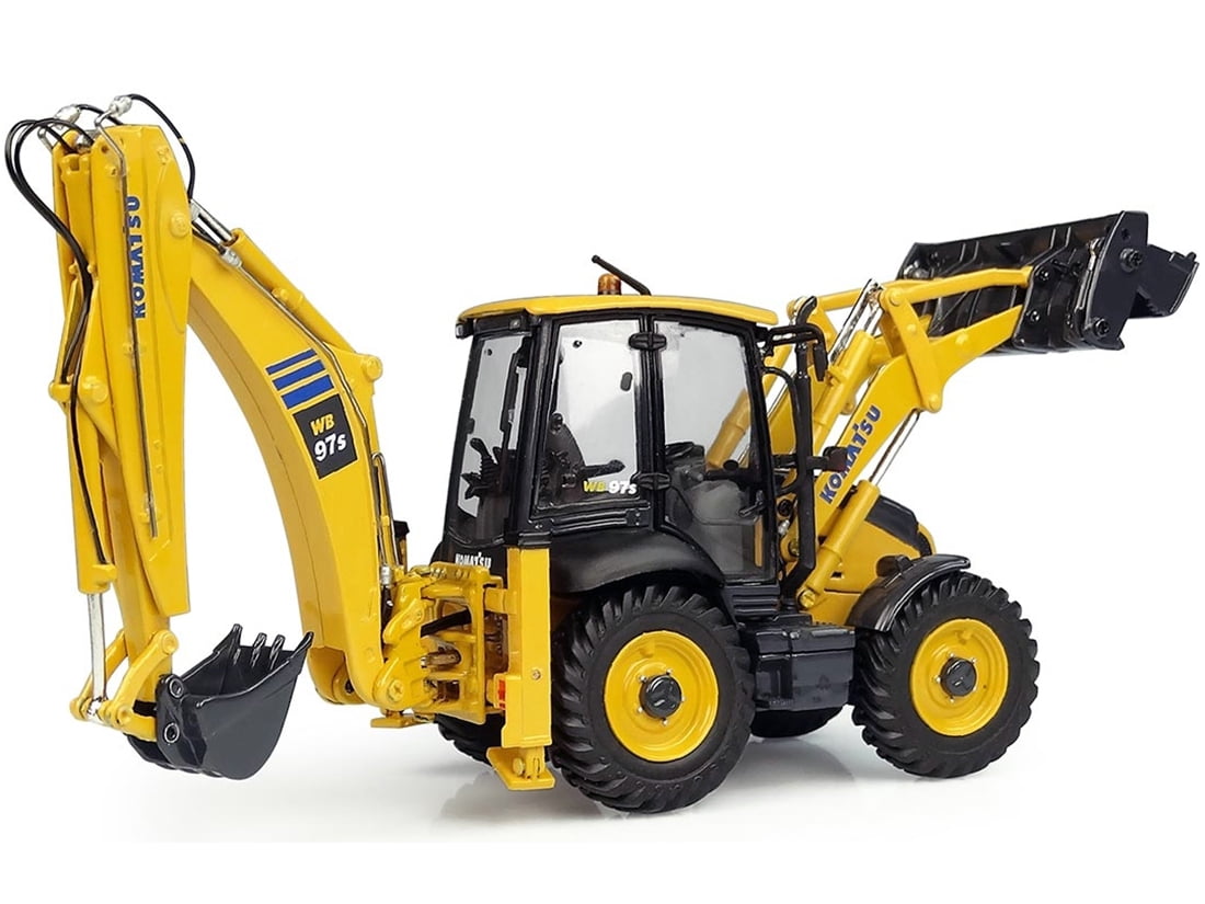 新素材新作 Komatsu WB97S-8 Backhoe Loader Yellow 1/50 Diecast Model by 建設車両、作業車