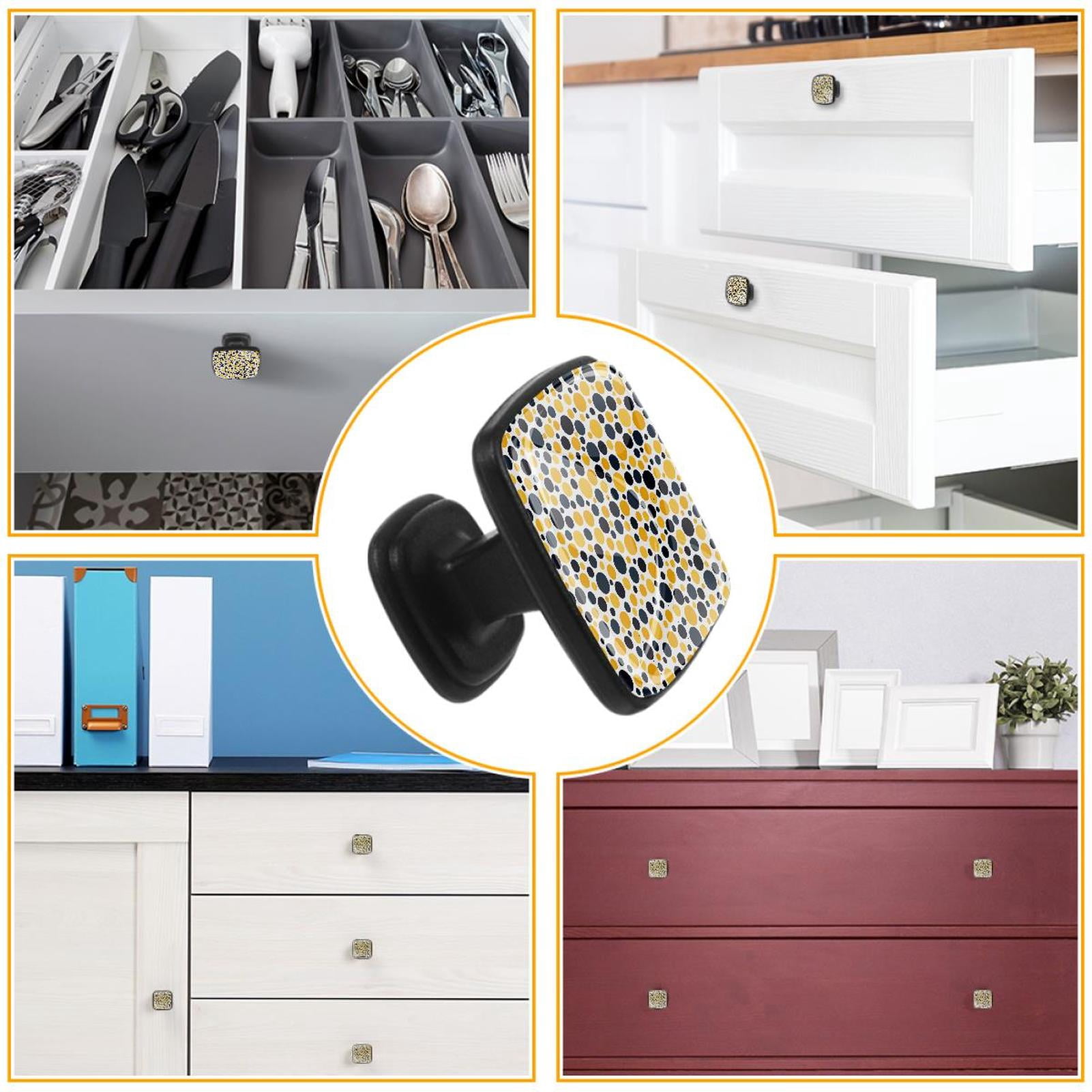 4 Pcs Cabinet Handle Drawer Pulls Polka Dot Knobs with Screws Square Furniture Office Cabinet Knob Decoration