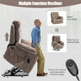 thumbnail image 3 of SYNGAR Electric Lift Recliner Chair with Heat and Massage, Oversized Recliner with Hidden Cup Holder for Living Room, Single Recliner Sofa with 26" Width Seat, Easy Assembly, Light Brown, 3 of 6