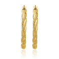 thumbnail image 3 of 14K Solid Yellow Gold Twisted Round Medium Hoop Earrings, 3 of 10