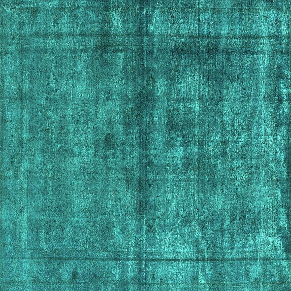 Ahgly Company Indoor Square Oriental Turquoise Blue Industrial Area Rugs, 3' Square