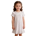 thumbnail image 5 of LIIPEE Cartoon Graphic Nightgown For Girls Short Sleeve Summer Lightweight Ruffle Sleepwear Dress Kids Loose Breathable Cute Daily Homewear,2-3 Years, 5 of 5