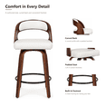 thumbnail image 3 of ClinQ Modern Walnut 360° Swivel Bar Stool Set of 3, Counter Height Kitchen Island Chair with Silver Footrest Ring,Upholstered Seat and Open Back, Beige, 3 of 10