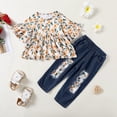 thumbnail image 3 of NZRVAWS Baby Girls Outfits For Fall Winter Floral Print 12 Months Baby Girls Top Ripped Jeans 18 Months Baby Girls Pants 2Pcs Clothes Set, 3 of 8