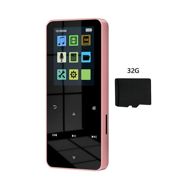 Jugador TFT Touch Reproductor de MP3 MP4 compatible con Bluetooth FM Video Walkman (Rosa con 32G)