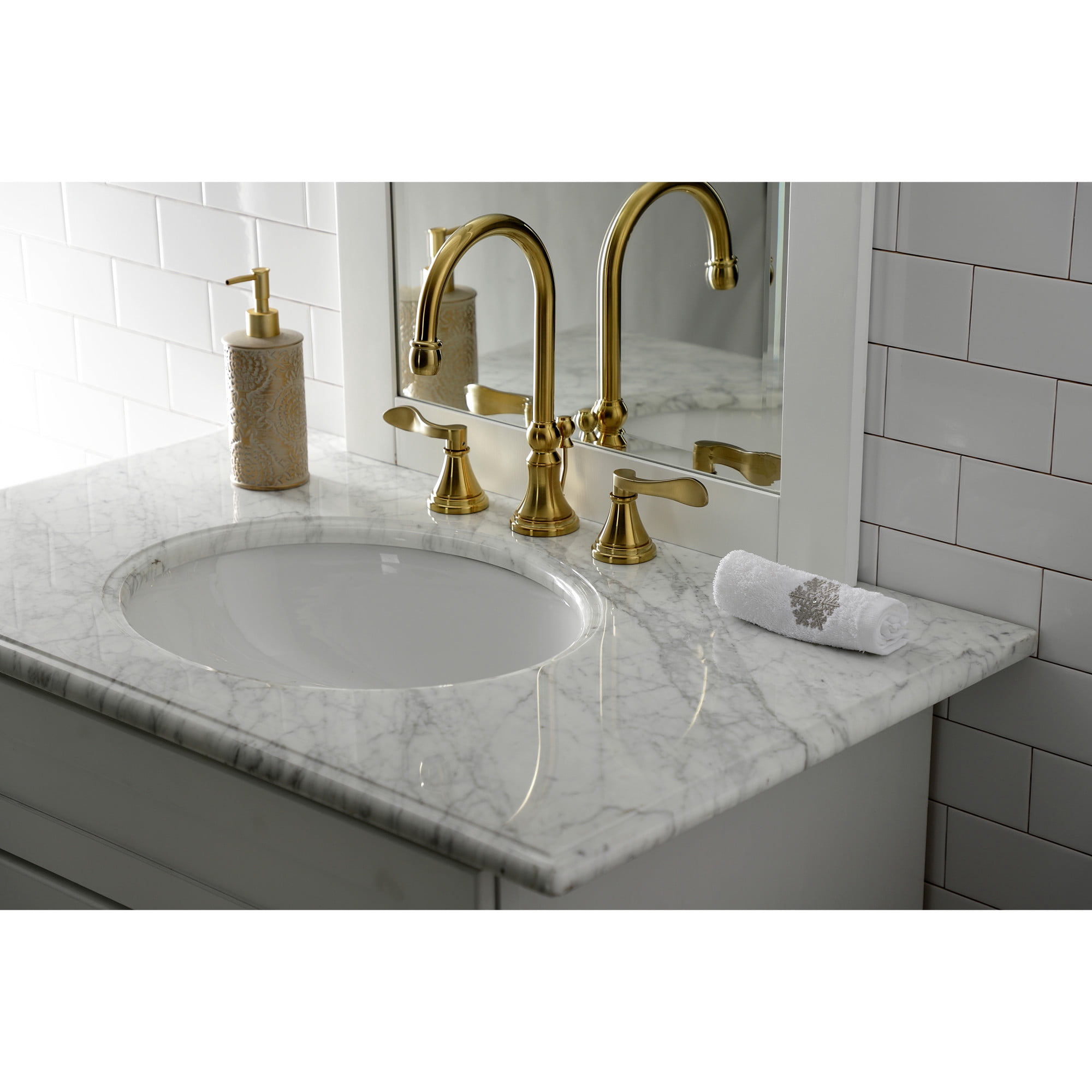 Kingston Brass KS2987DFL NuFrench Widespread Bathroom Faucet with Brass Pop-Up, Brushed Brass