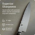 thumbnail image 3 of Shun Premier 8" Chef's Knife, Handcrafted Japanese Kitchen Knife for Professional and Home Chefs, VG-MAX Core with Damascus Stainless Steel Cladding, Pakkawood Handle, 3 of 7