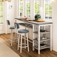 thumbnail image 3 of Furlinkhm Bar Dining Table Set for 2, 3 Piece Bar Table and Chairs Set, Kitchen Counter Height Dining Table Set, Small Kitchen Bar Table with Storage, Breakfast Nook Set for Small Space, Light Grey, 3 of 8