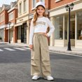 thumbnail image 2 of Girls 2-Piece Outfit Sets Long Sleeve Sweatshirt Shirts And Cargo Jogger Pants Outfits Girls Sets Kaprioy Girls Clothes Fall Winter, 2 of 9