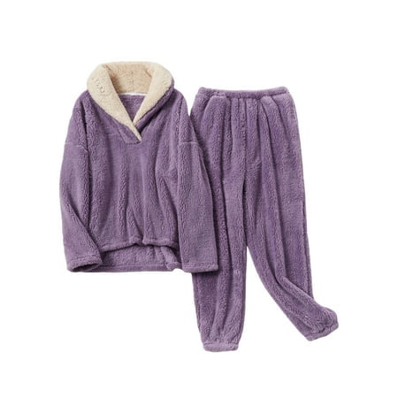 

Frontwalk Womens Two Piece Pajamas Set Sherpa Fuzzy Fleece Long Sleeve Shirt with Pants Casual Sleepwear Nightwear Loungewear