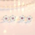 thumbnail image 4 of 925 Silver Cherry Blossoms Flower Earrings Stud Women Party Jewelry Gift-default, 4 of 5