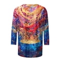 thumbnail image 5 of Cavosen Hanukkah Women's 3/4 Sleeve Shirts and Blouses Chanukah Cute Candle Graphic Print Holiday Blouse Round Neck Light Happy Festival Tops Trendy Casual Shirts Funny Tshirts S, 5 of 5