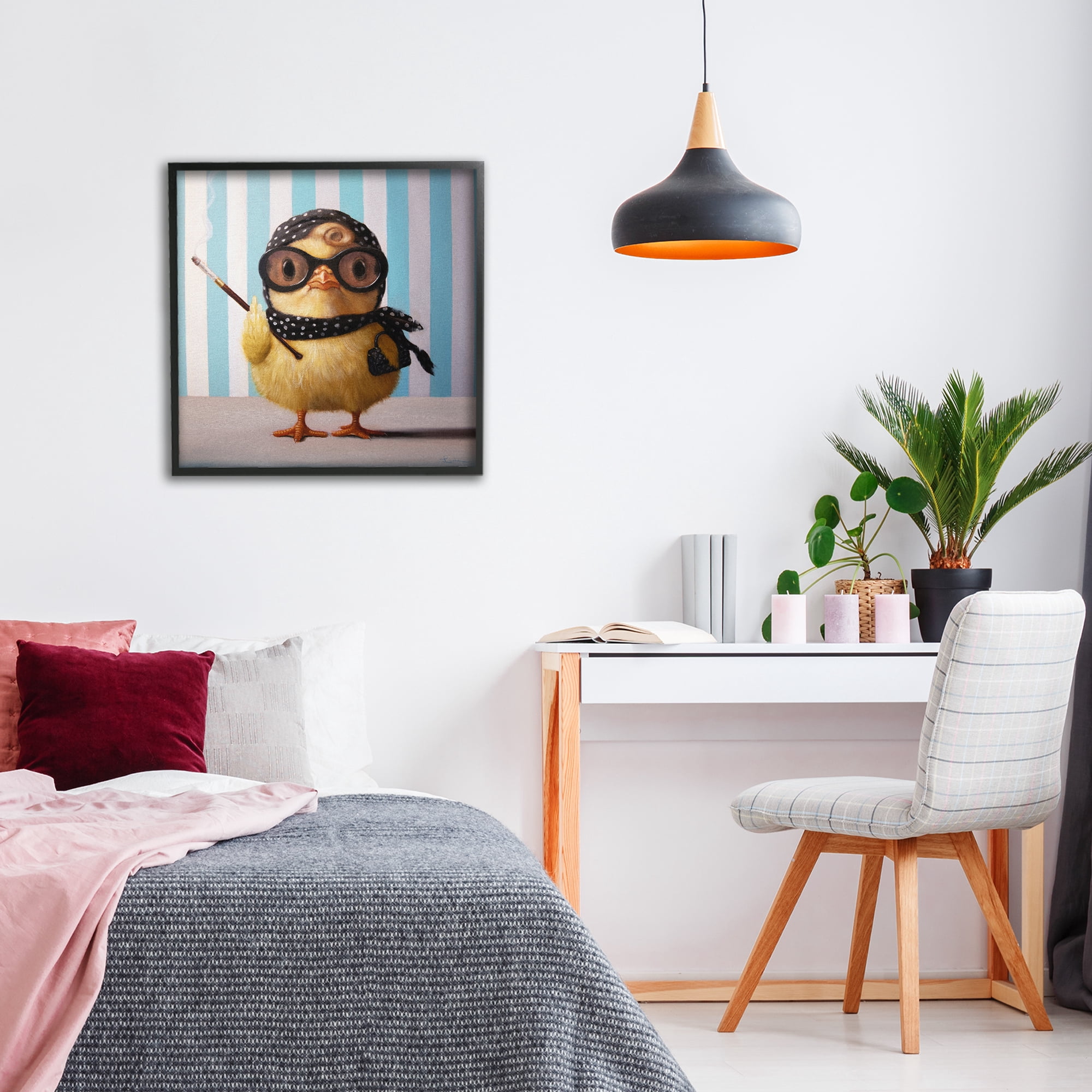 Stupell Industries Audrey Henburn Famous Chick Black Framed Giclee Art, design by Lucia Heffernan