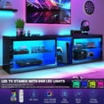 thumbnail image 3 of ChVans Modern LED TV Stand for TVs up to 80" with Adjustable LED Lights/Outlet, High Gloss Entertainment Center with Open Shelves Storage, Media Console TV Stands for Living Room, Game room, Bedroom, 3 of 6