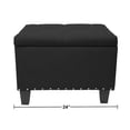 thumbnail image 3 of Magshion Rectangular Storage Ottoman Bench Tufted Footrest Lift Top Pouffe Ottoman, Coffee Table, Seat, Foot Rest, and more 24'', Linen Black, 3 of 7