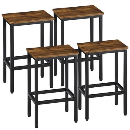 YYEAN Bar Stools Set of 4 Counter Height 25.6" Backless Dining Stool Wood Top Footrest