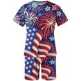 thumbnail image 5 of cllios July 4th Men's Short Sets Trendy Red White and Blue Graphic Suits Independence Day Short Sleeve T Shirts and Shorts 2 Piece Sets Patriotic Tracksuits for Men, 5 of 5